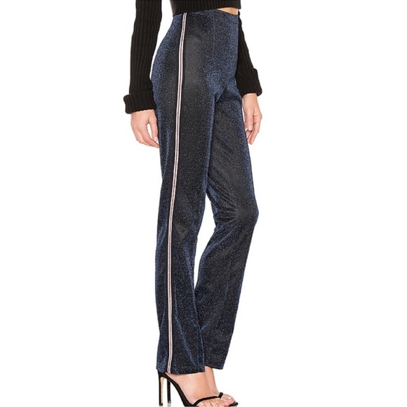 REVOLVE Pants - NWOT By The Way Revolve Navy Sparkle Side Stripe Pants Small Athleisure